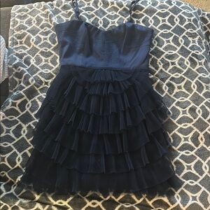 bcbgmaxazria navy ruffle mini dress